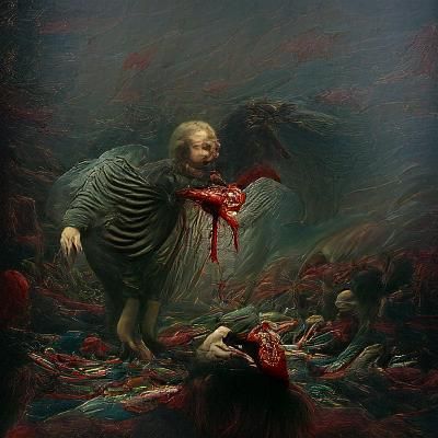Gothic Horror Scene in Gustave Doré Style