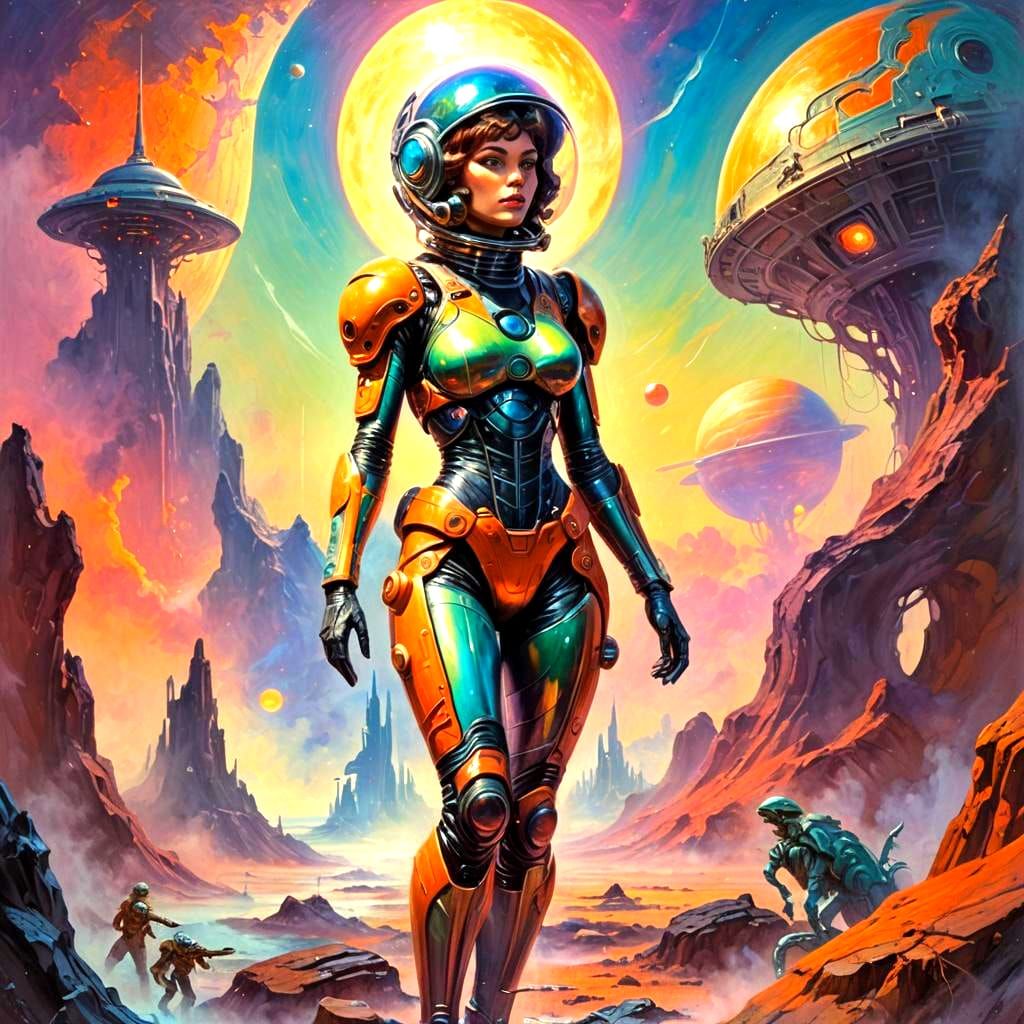 Retro Sci-Fi Pulp Cover: Woman on Alien World