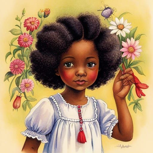 Fairytale Portrait of a Cute Black Girl