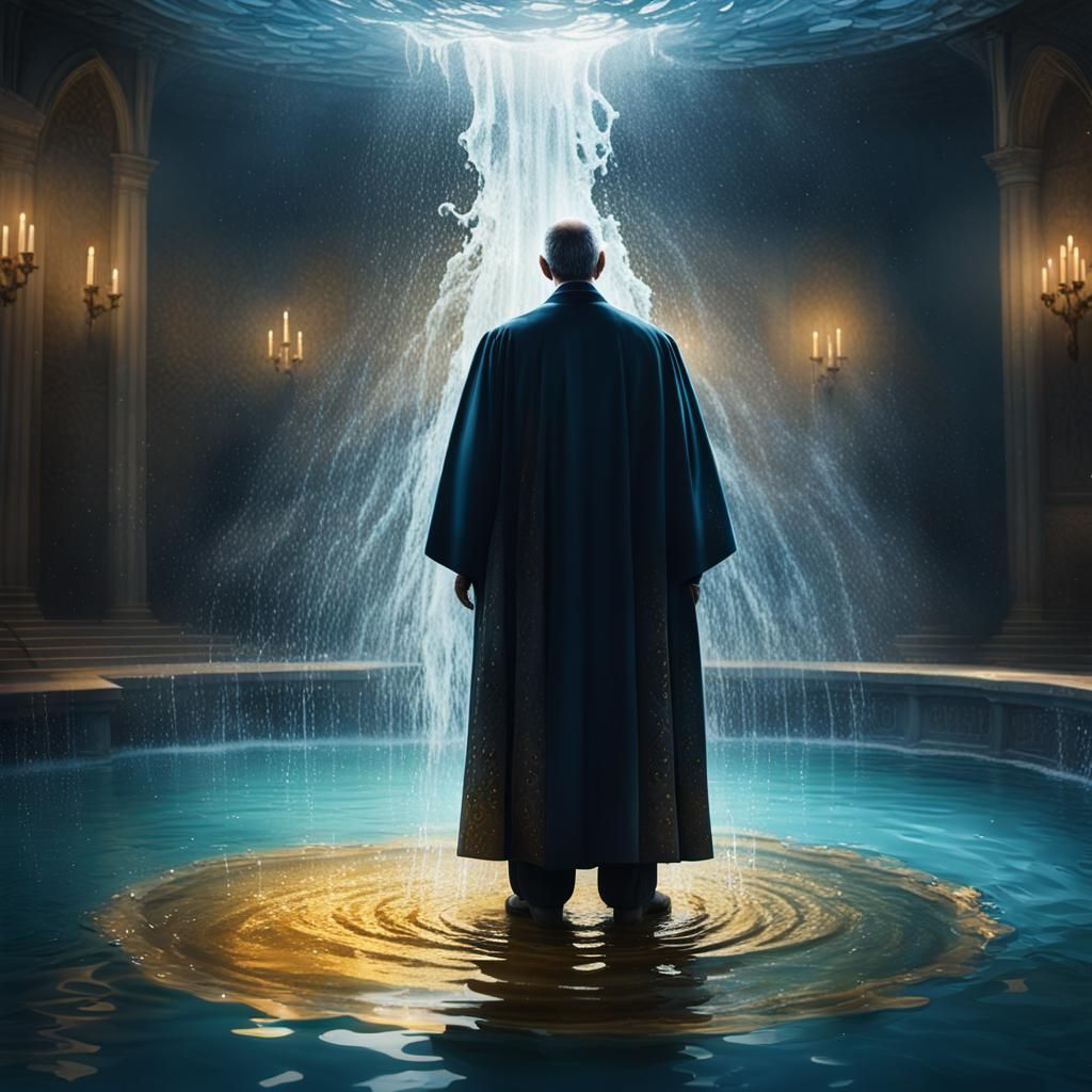 Catholic Priest Baptism in Immersive Fantasy Concept Art
