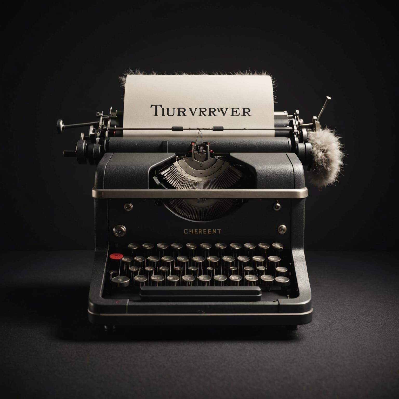 Surreal 3D Fluffy Typewriter with Cinematic Lighting