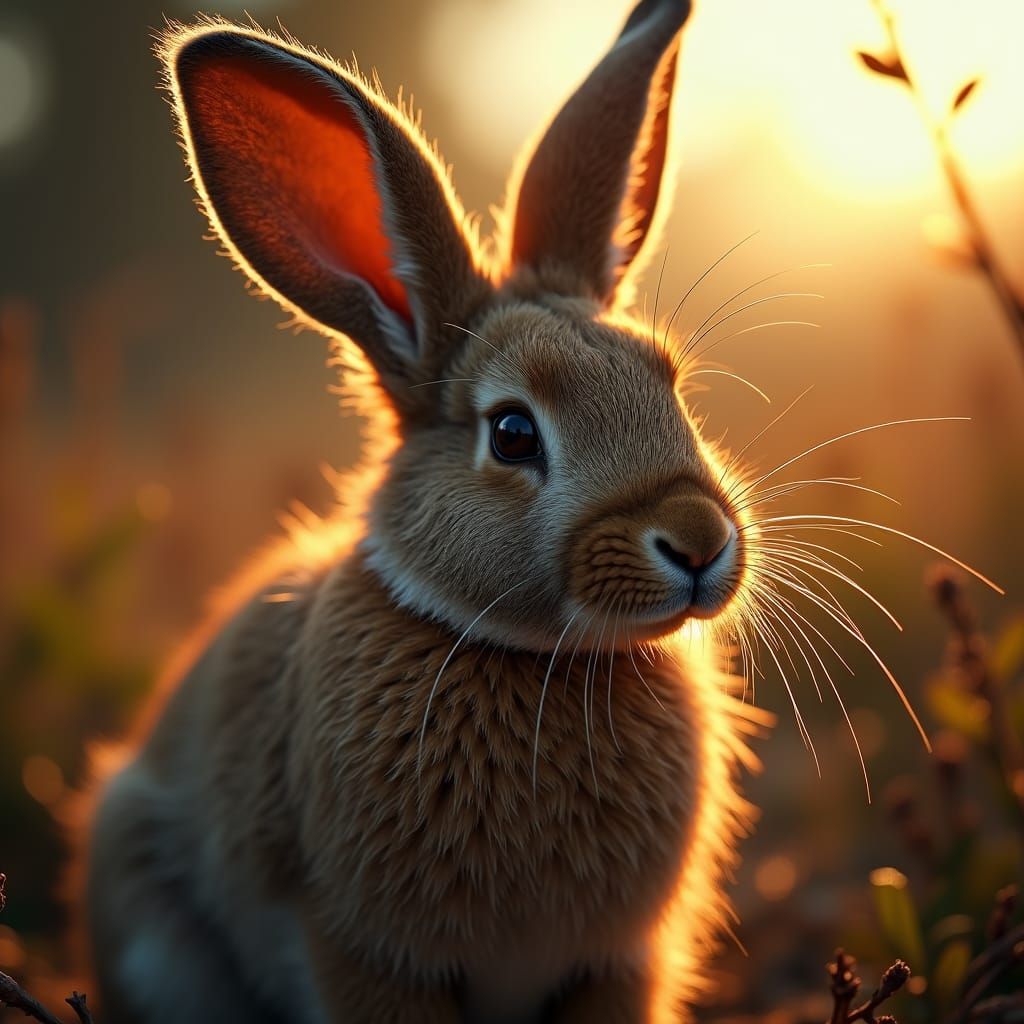Majestic Disheveled Bunny Rabbit in Cinematic Lighting