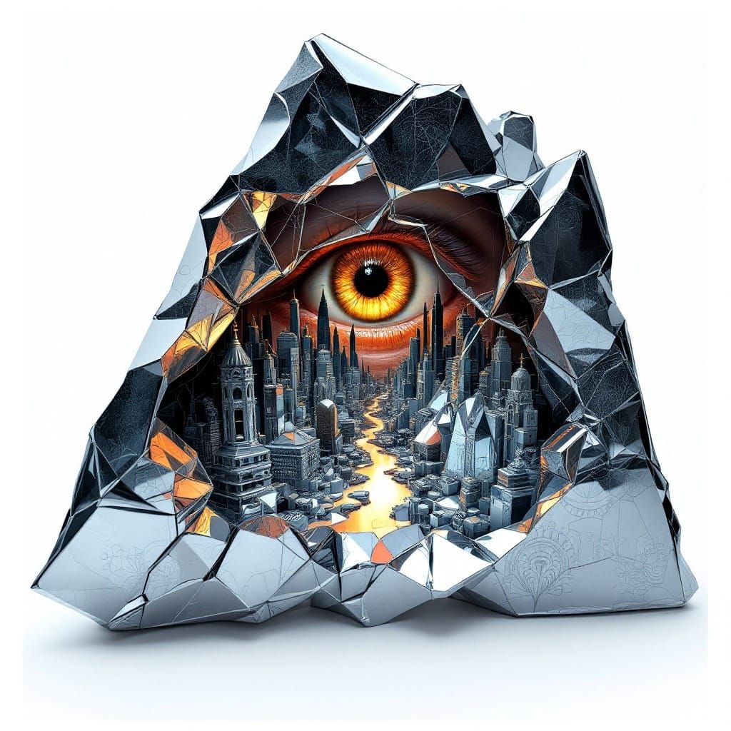 City in Liquid Metal Shattered Mirror