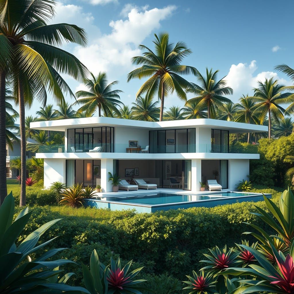 Modern Tropical U-Shaped Home with Glass Facade