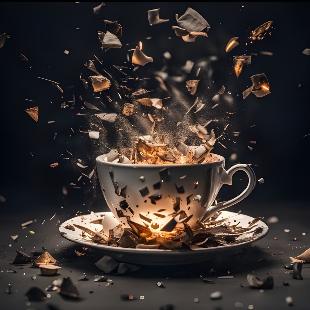 Shattered Teacup: AI-Generated Image
