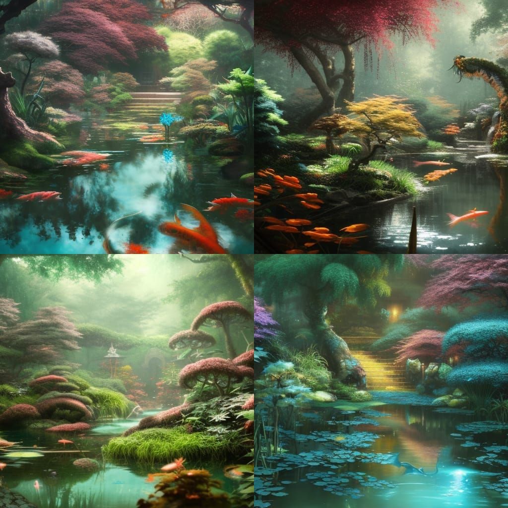 Enchanted Japanese Garden with Koi Pond