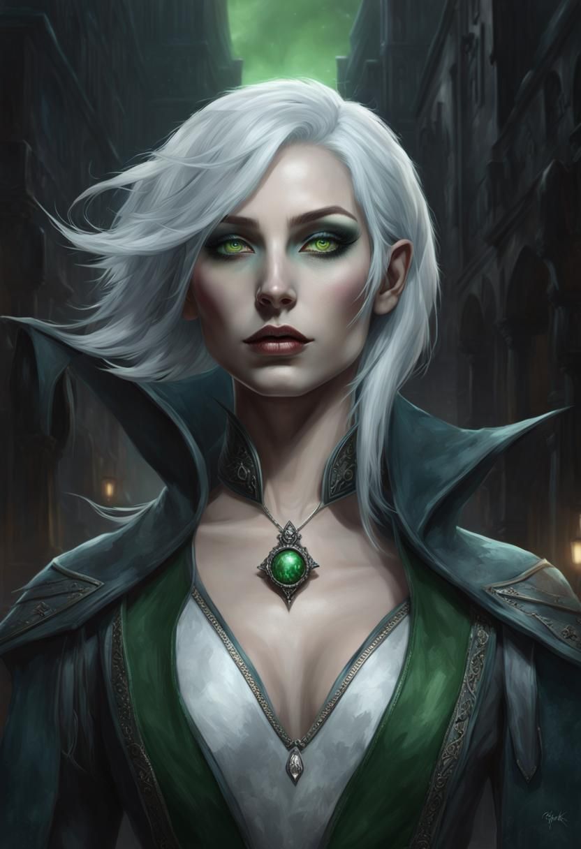 Fantasy Portrait: Half-Elf Rogue in Gothic Horror Style
