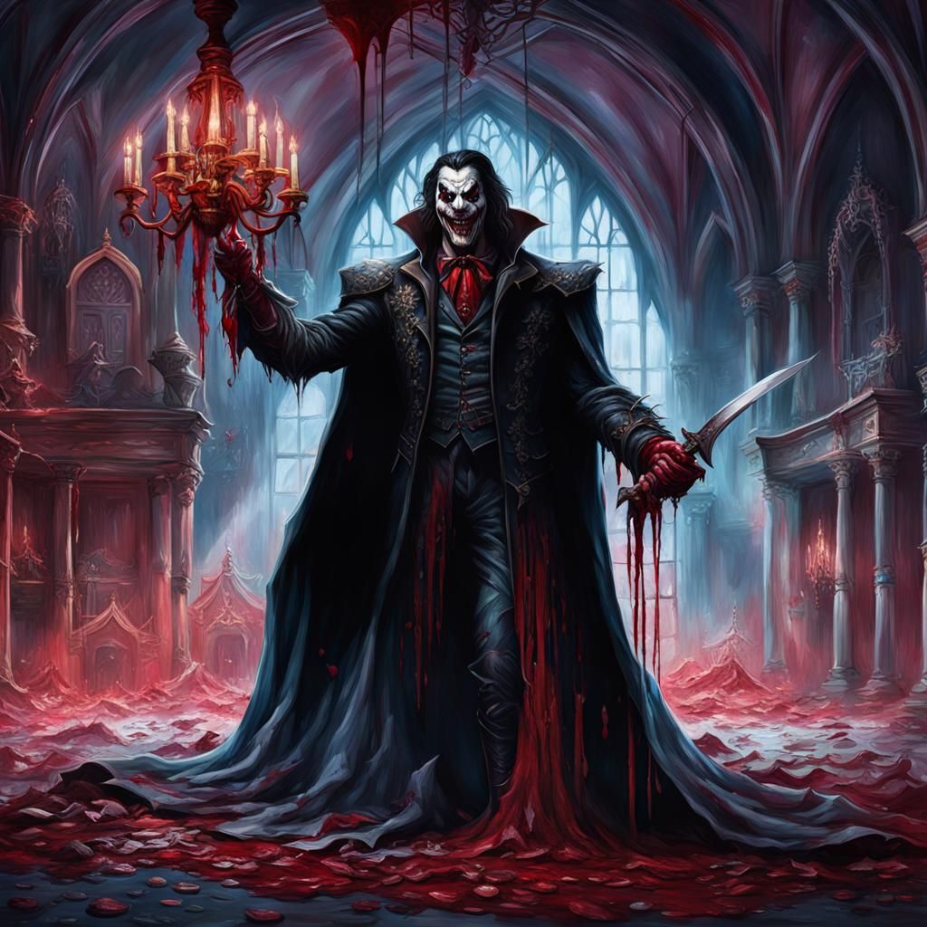 Gothic Joker and Venom in Vlad Impaler's Dining Hall