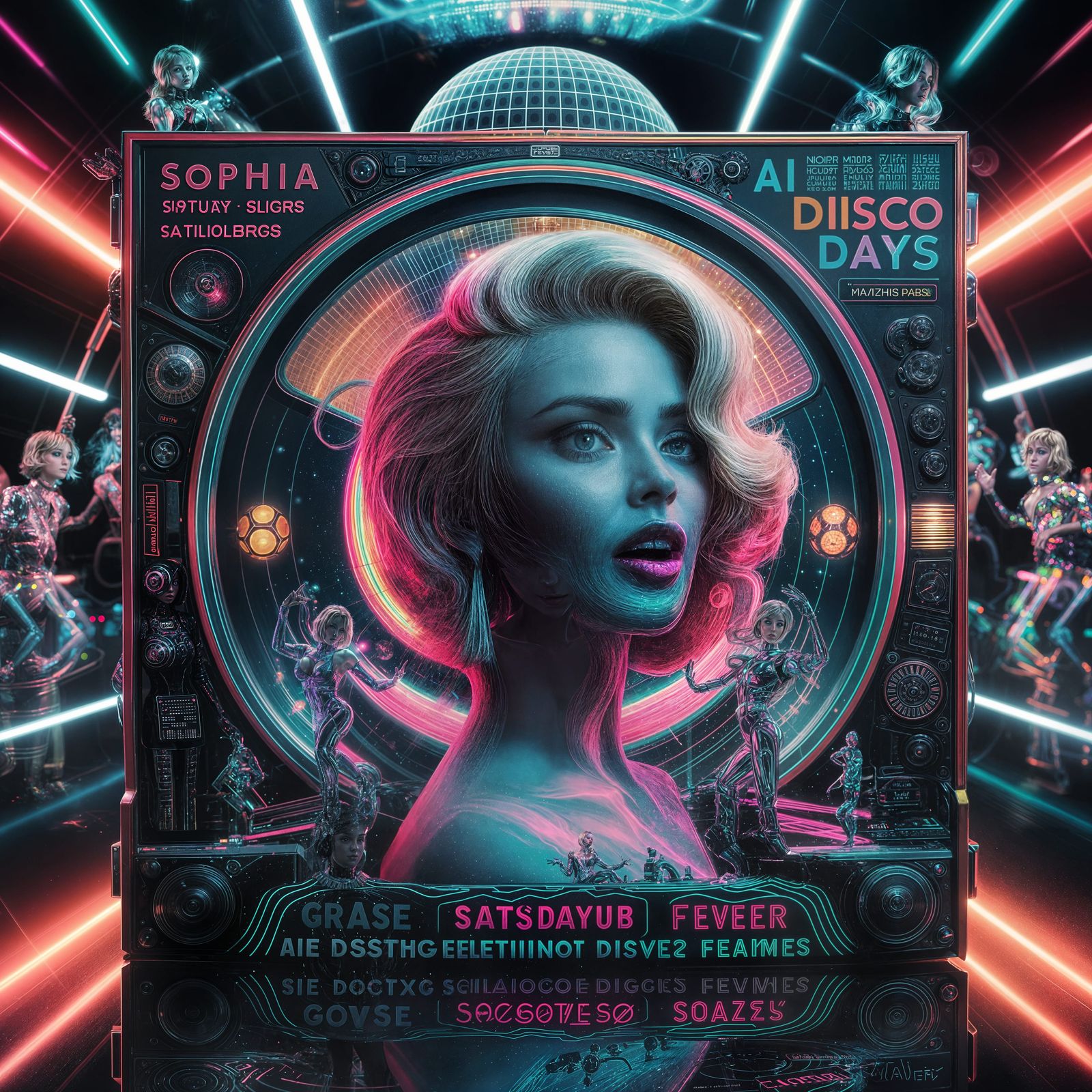 Made-up Album Covers: Sophia - AI Disco Days