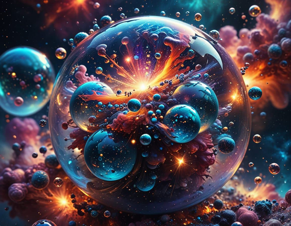 Surreal Universe in Bubbles Macro Photograph