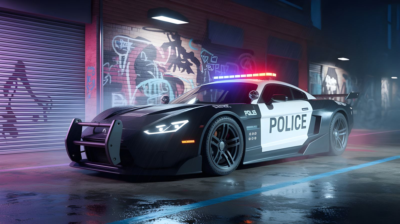 Cyberpunk Hyper-Car in Neon Alley