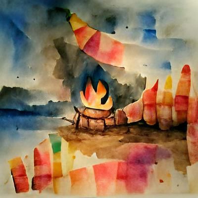 Roaring Bonfire at Night