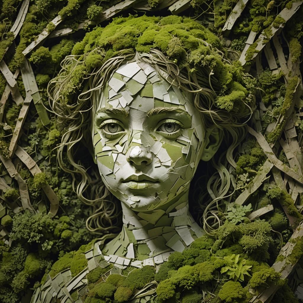 Moss and Bough Plaster Portrait of Girl