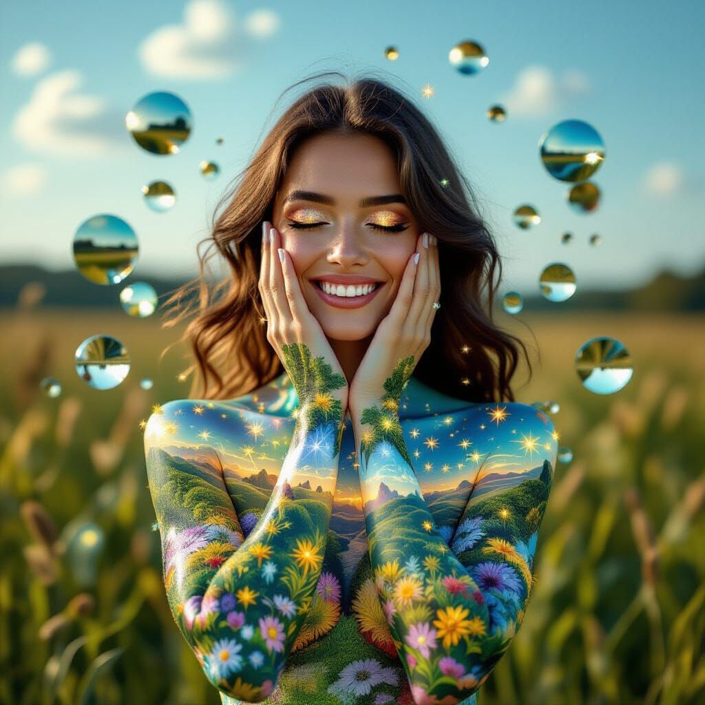 Bio-Art Collage: Woman as Interconnected Ecosystem