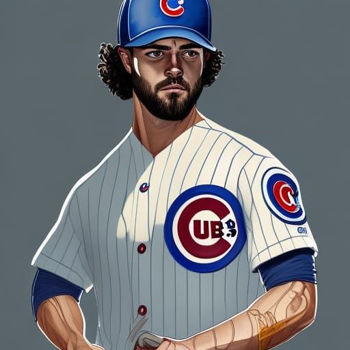 Dansby Swanson Portrait in Chicago Cubs Uniform