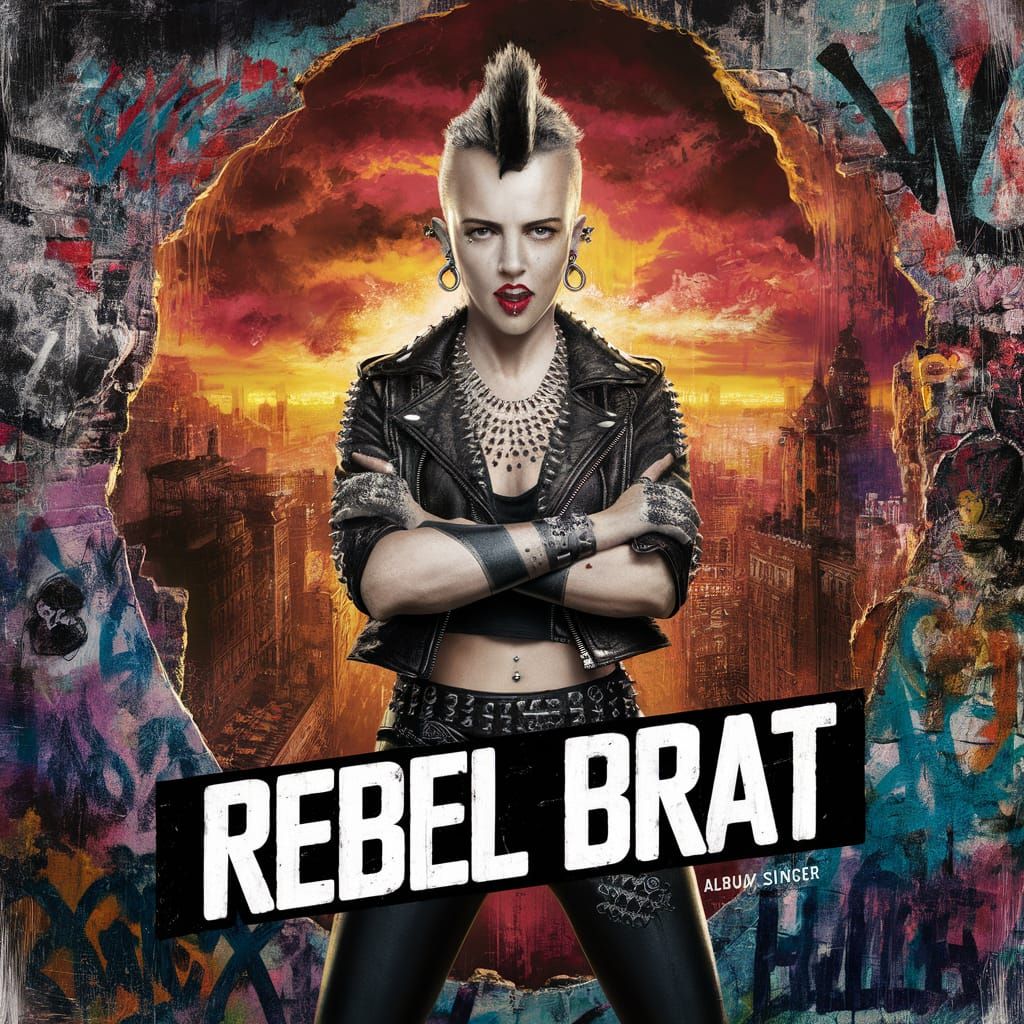 Edgy Album Cover: Rebel Brat Rock Singer