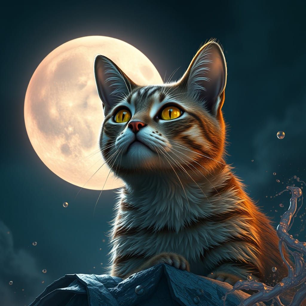 Cat Basks Under Celestial Light