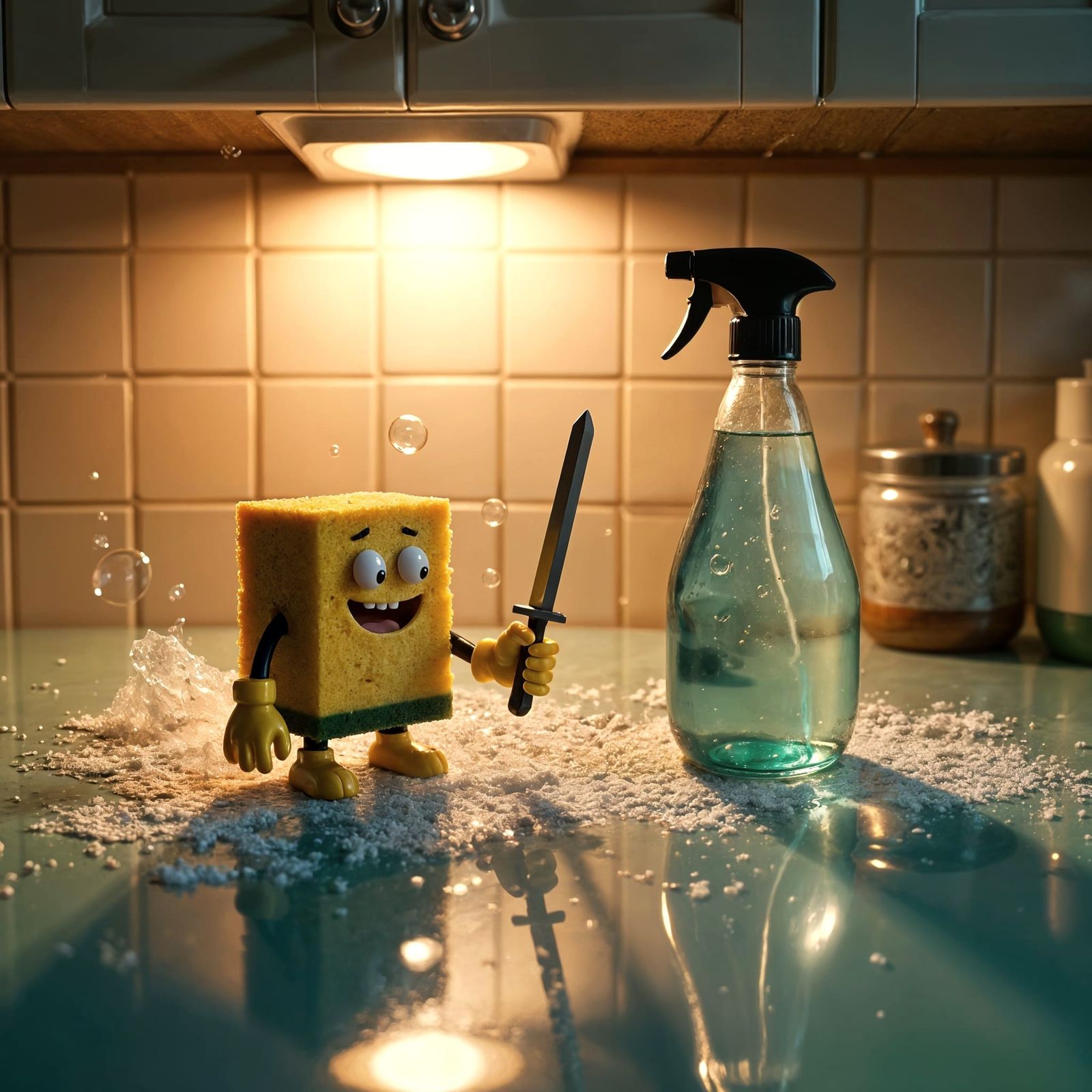 Anthropomorphic Cleaning Supplies in Epic Kitchen Battle