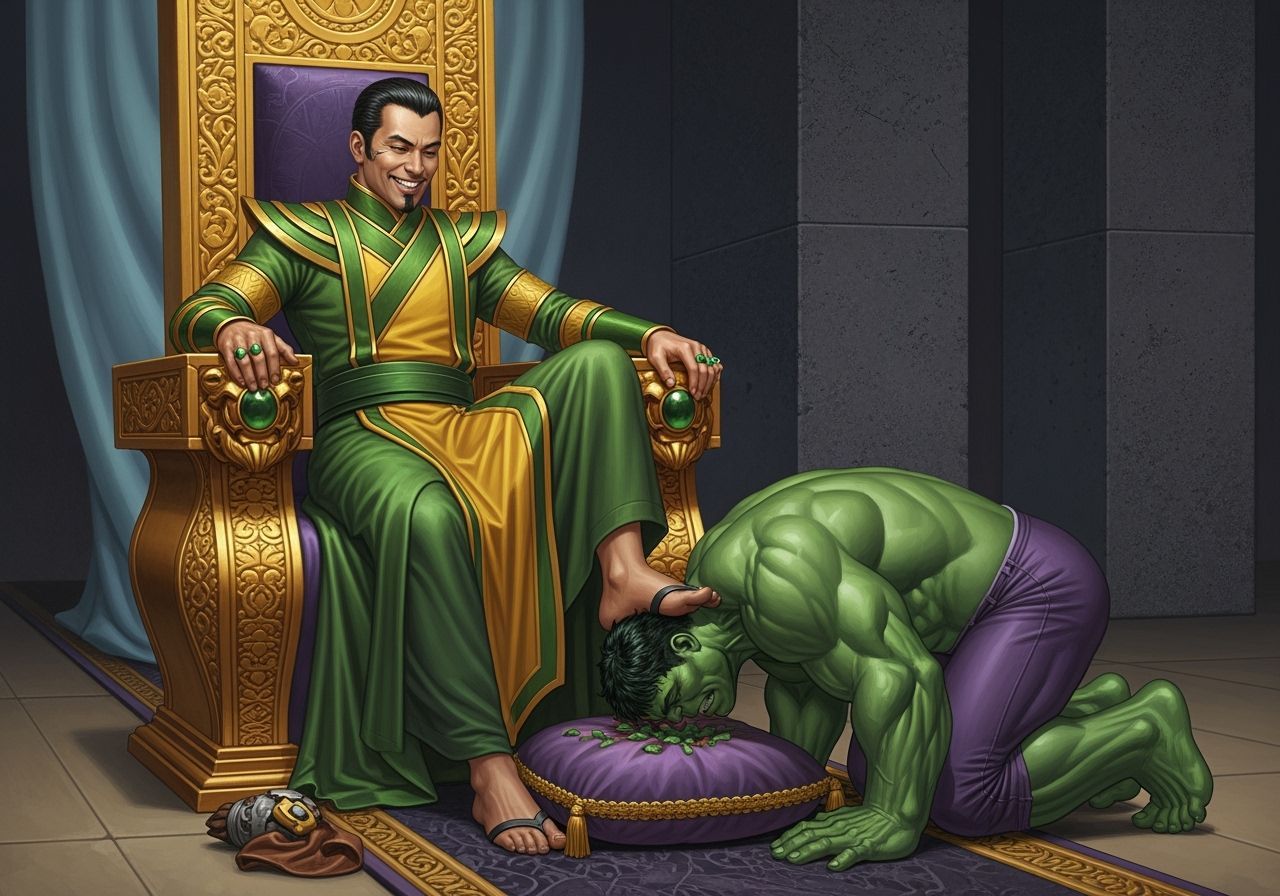 Mandarin Tramples Hulk on Emerald Throne, Hyperrealism
