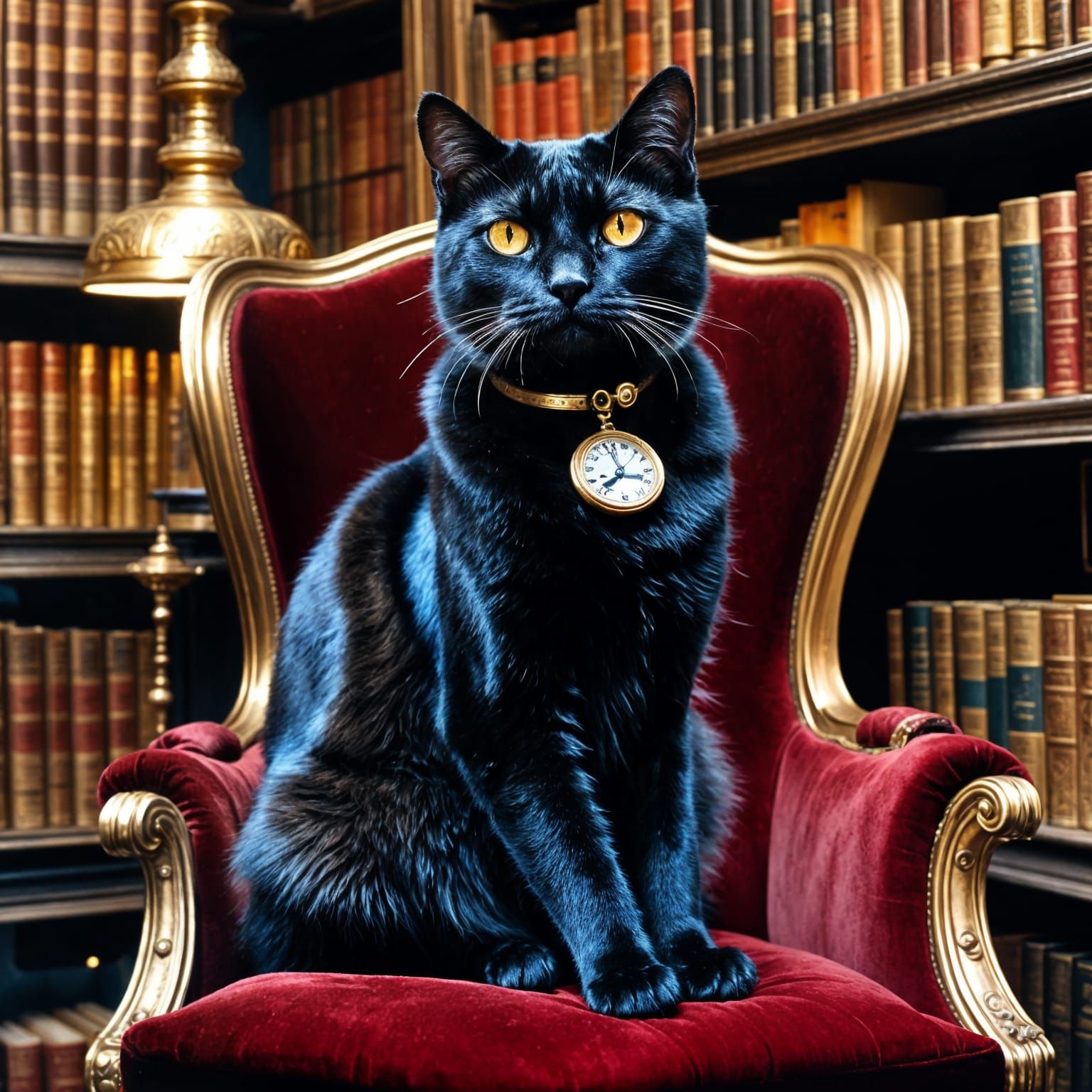 Steampunk Feline Gentleman in Victorian Study