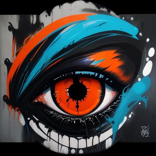 Dragon with Blue Eyes in Graffiti Art Style