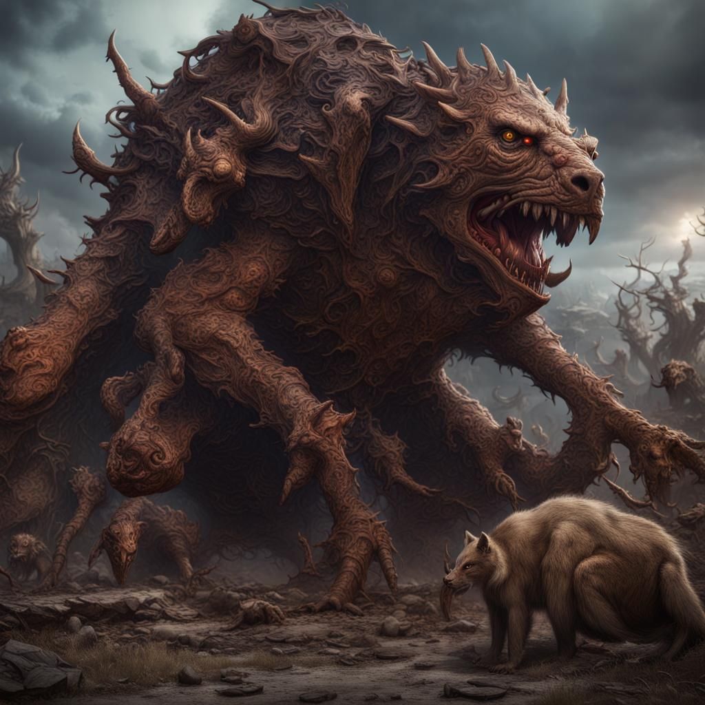 Animals of War Horror: Detailed Matte Painting