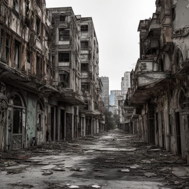 Abandoned City Reclaimed by Nature: Digital Matte Painting