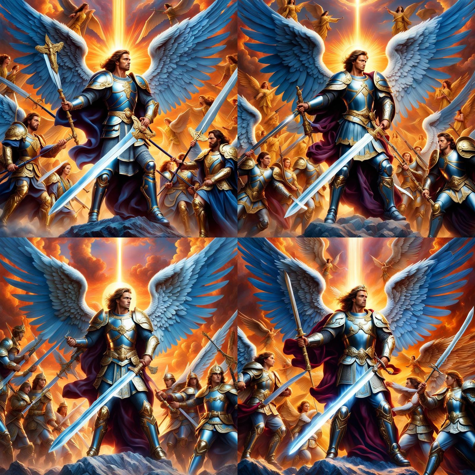 Archangel Michael Leads Heavenly Host: Epic Digital Painting