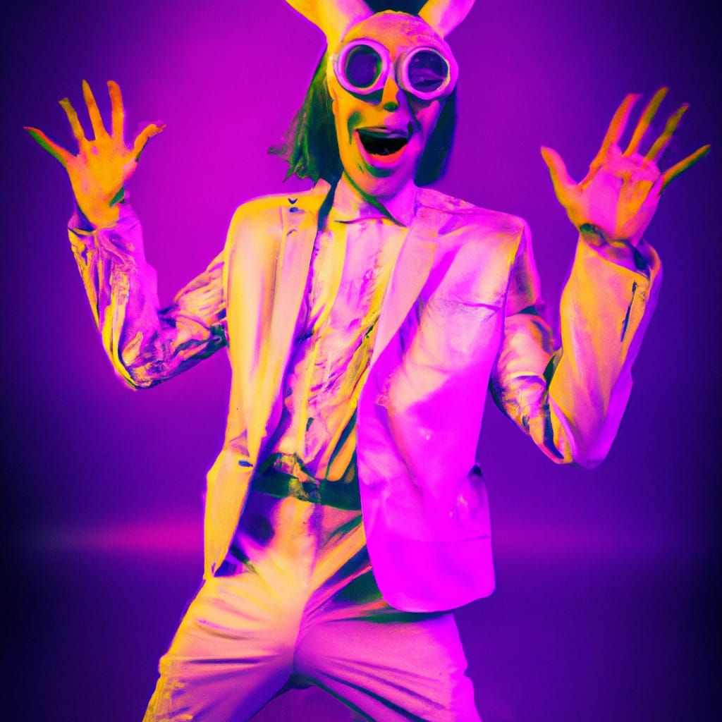 Surreal Anthropomorphic Monster at 80s Party