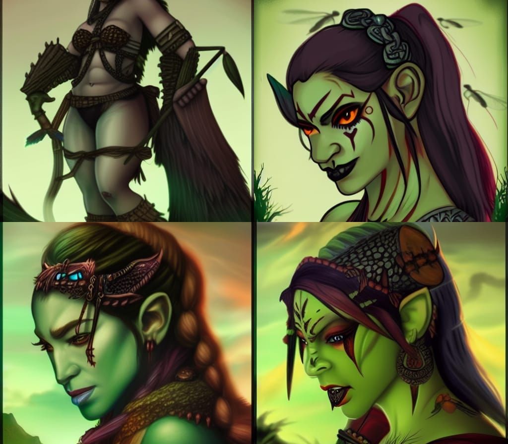 Fantasy Orc Ranger with Dragonflies