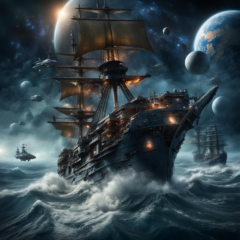 Space Pirate Confronts Empire in Graffiti Art