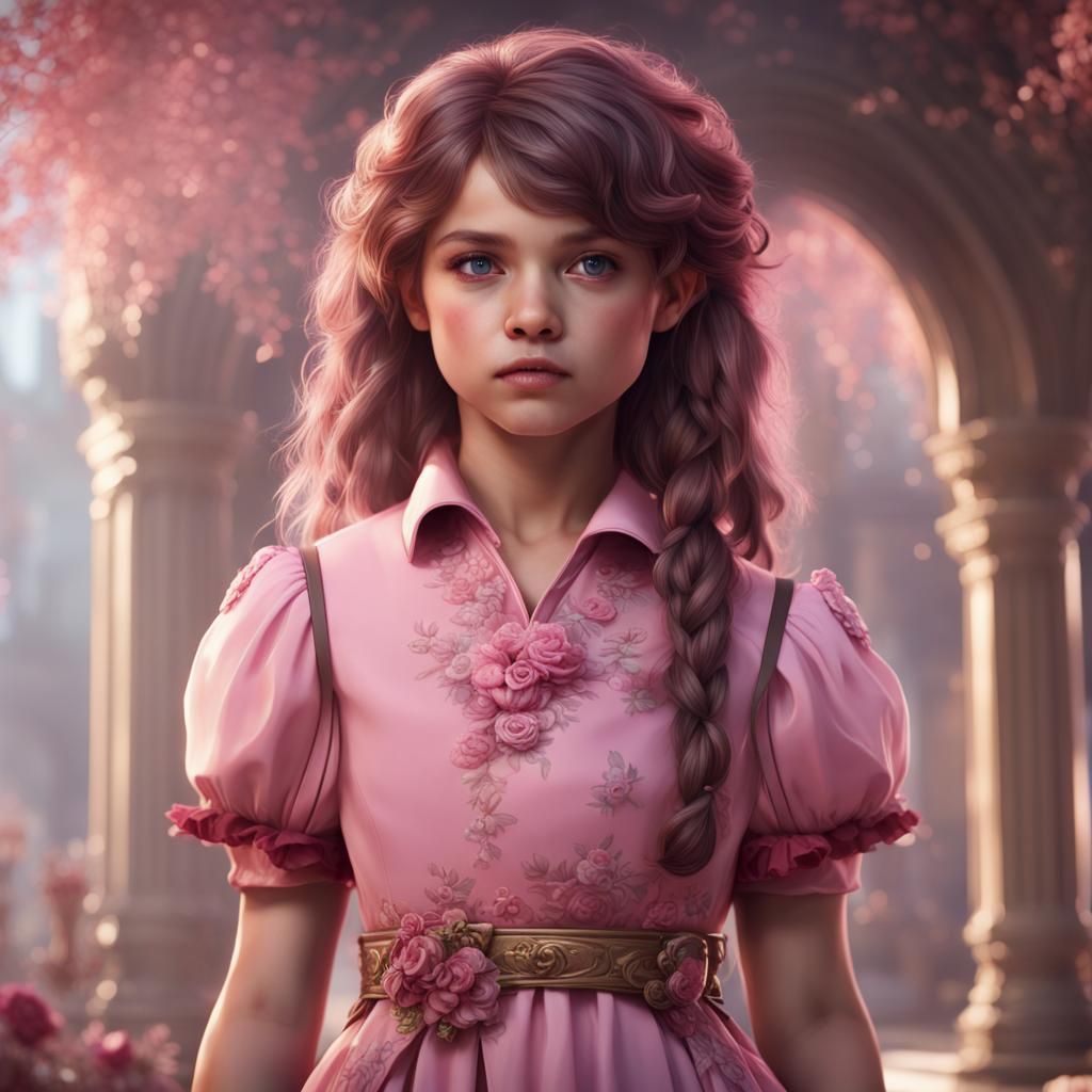 Boy in Pink Frock: Detailed Fantasy Art