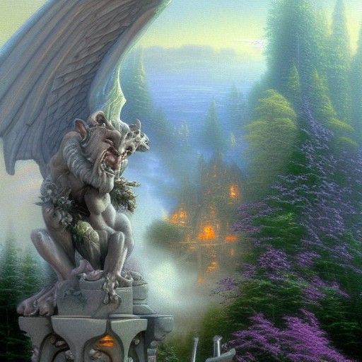 Ethereal Gargoyle in Luminist Fantasy Style