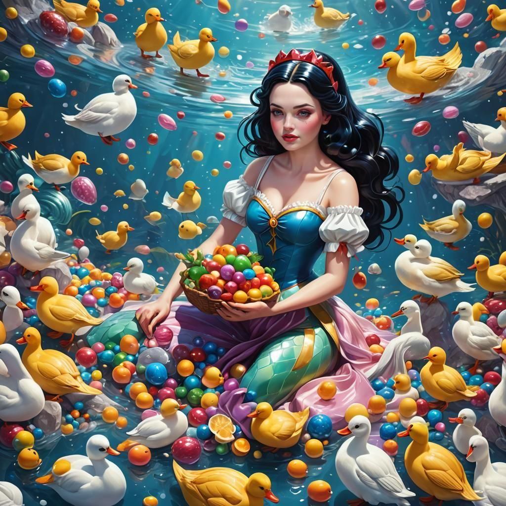 Snow White Space Mermaid in Candy Art Style