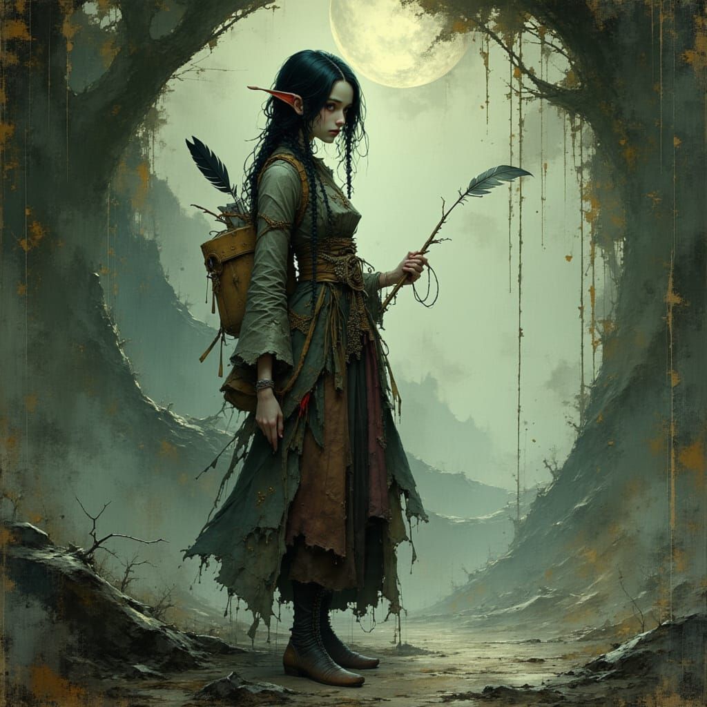 Kveldrún the Archivist: Moonlit Wanderer in Melancholic Fant...