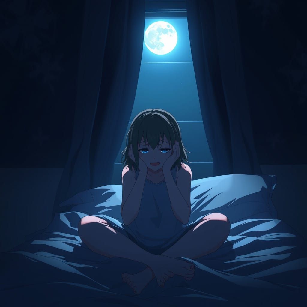 Ella's Ominous Nightmare in a Haunting Anime Style