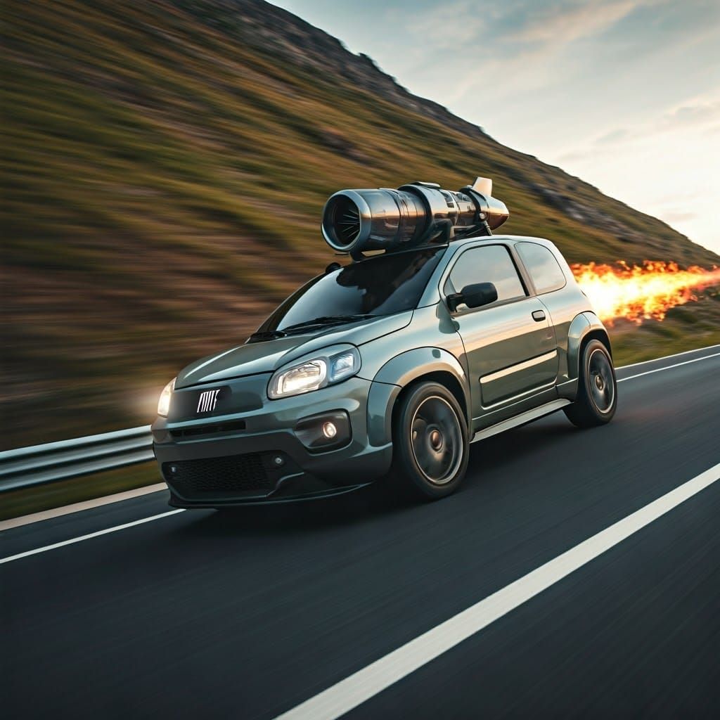 Jet-Powered Fiat Sports Car in Ash Thorp Style