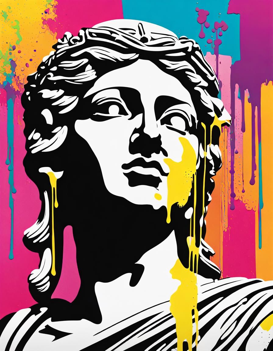 Graffiti Art Greek Statue Portrait