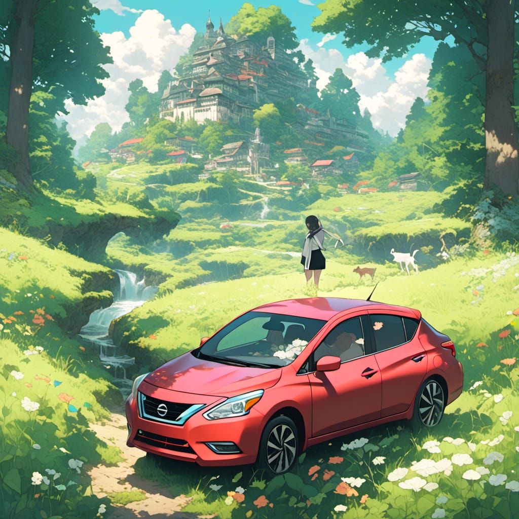 Nissan Versa Drives Through Fields: Dreamlike Scenery