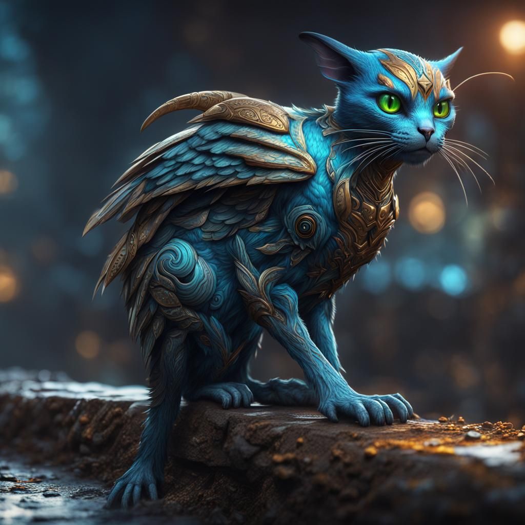 Beautiful Cat-Bird Alien Hybrid in Detailed Matte Painting
