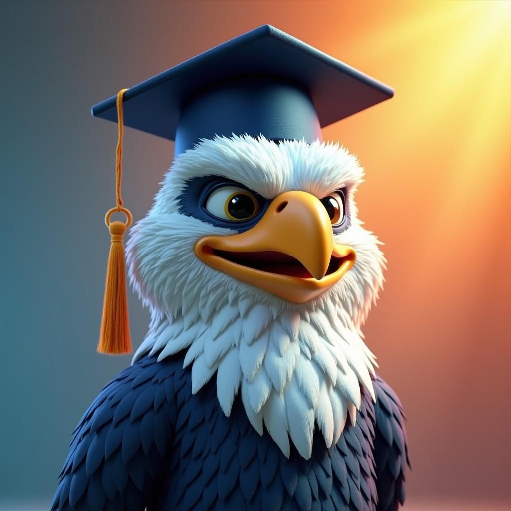 Smiling Eagle Mascot in Pixar-Style 3D Render