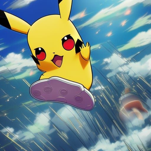 Pikachu Unleashes Electric Charge: Anime Style