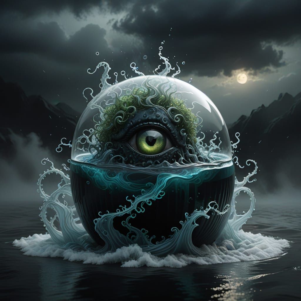 Dark Fantasy Container in Turbulent Waves