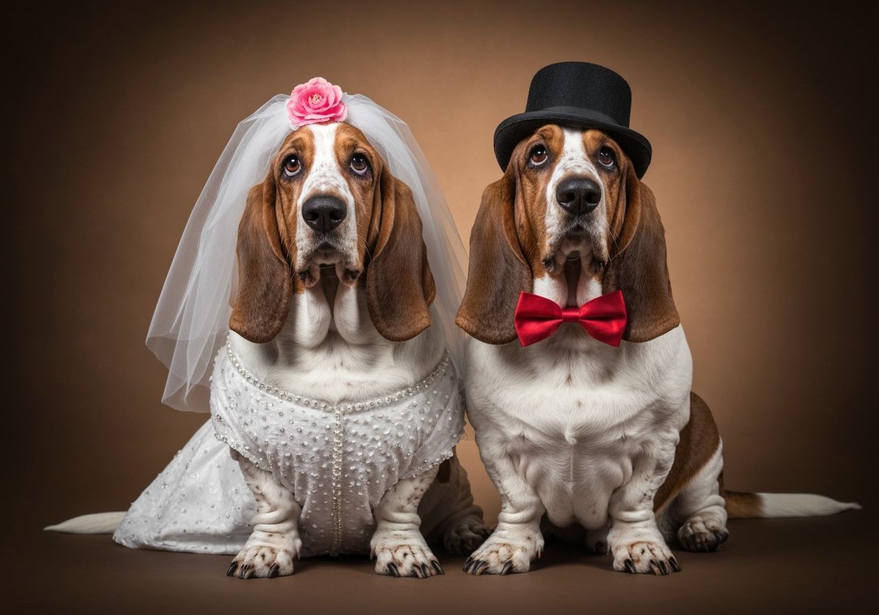 Whimsical Basset Hound Wedding Photoshoot