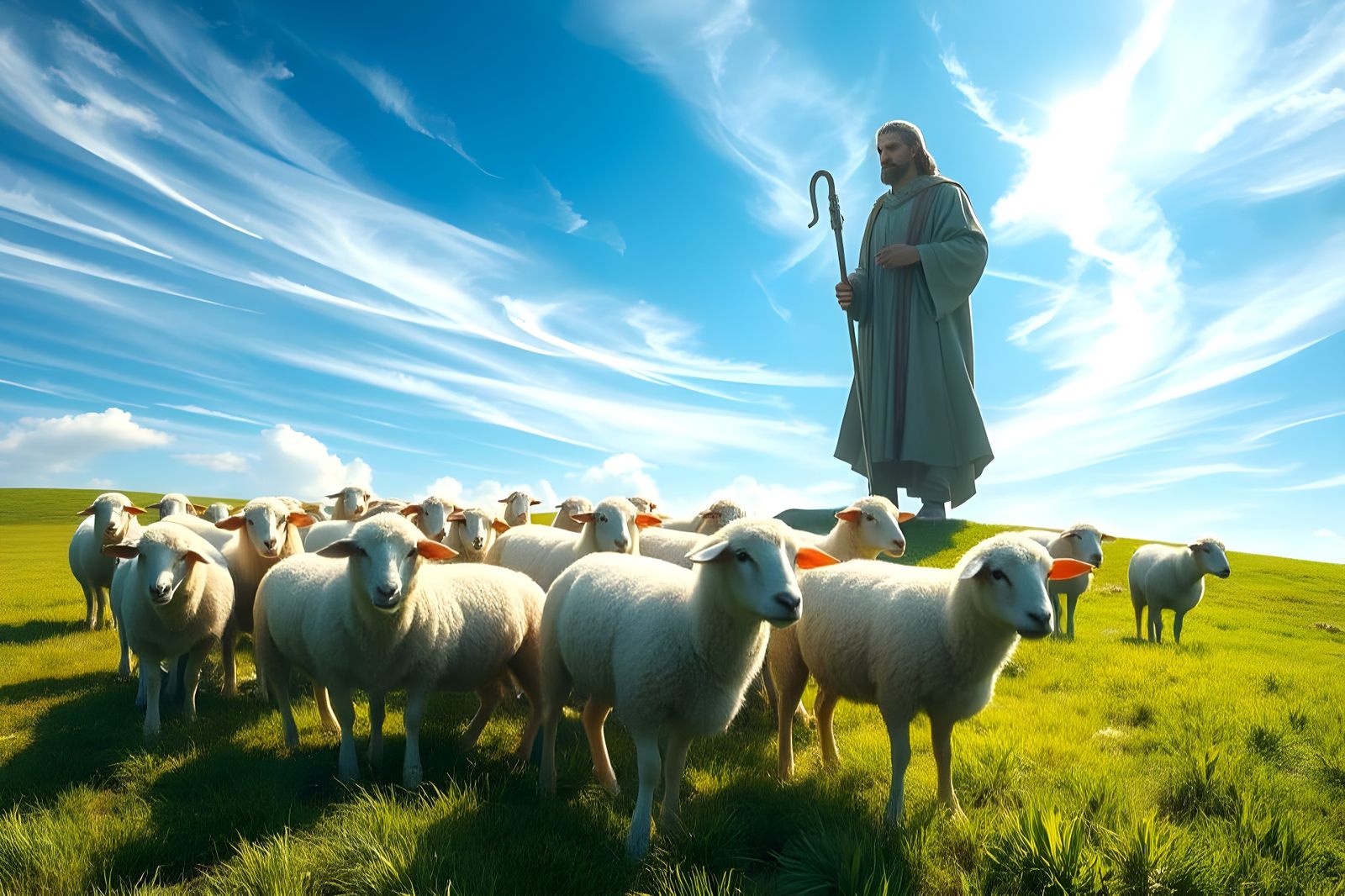 Lost Sheep in Green Pastures: Cosmic Illustration