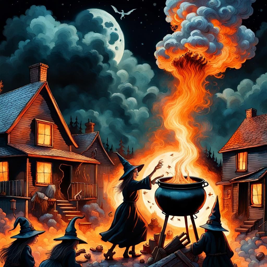 Post-Apocalyptic Witches Casting Spells in Whimsical Landsca...