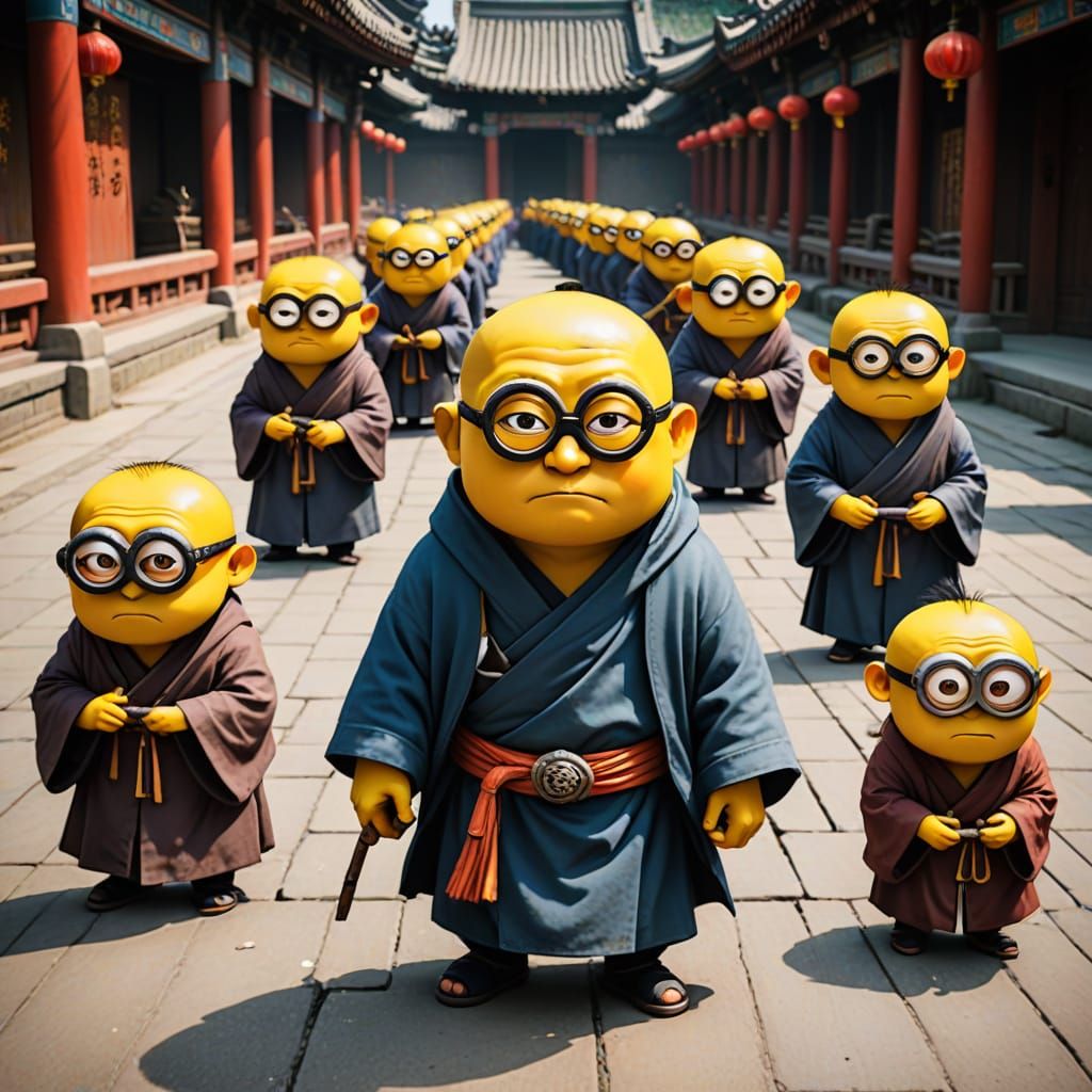 Minions as Chinese Monks: AI Concept Art