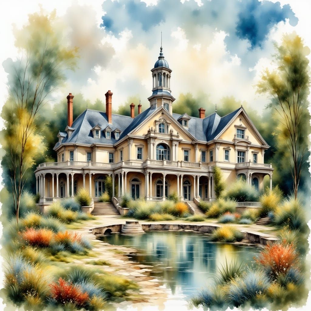 Victorian American Museum & Gardens in Watercolor