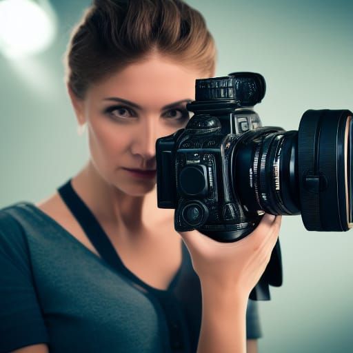 Woman with Camera on Movie Set in 4K