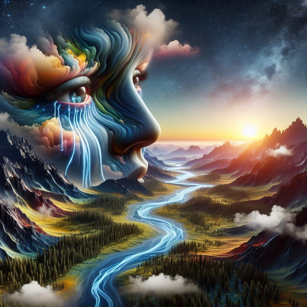 Surreal Rivers of Tears Flow in Twilight